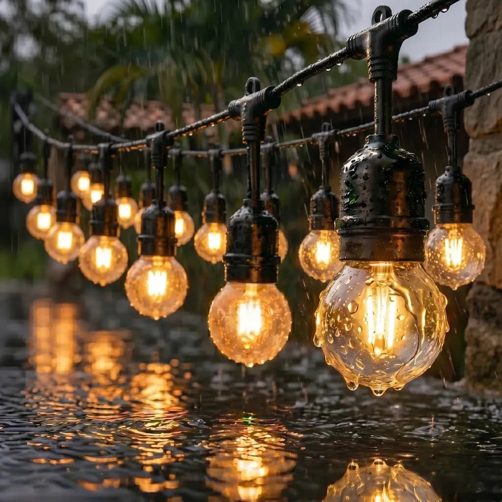 Varal De Luz 20m 40 Soquetes Blindado Prova Dágua Perfeito para festas ao ar livre e decorações de Natal.