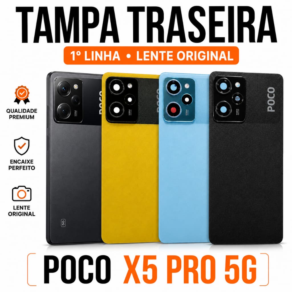 Carcaça Poco X5 Pro 5G Tampa Traseira Capa de Trás 1° Linha Com Lente Vidro da Câmera Bom Encaixe
