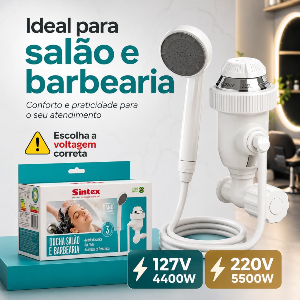 Ducha Elétrica Sintex Salão Barbearia Profissional 110v/220v Premium Branca Original