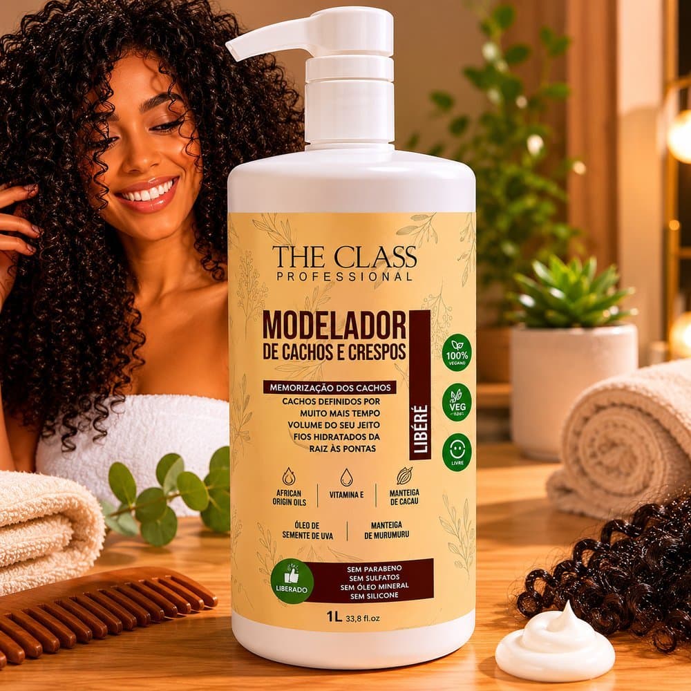 Creme Modelador Libere 1L Cachos Crespos Definicao Hidratacao Profunda Brilho Memorização Pentear