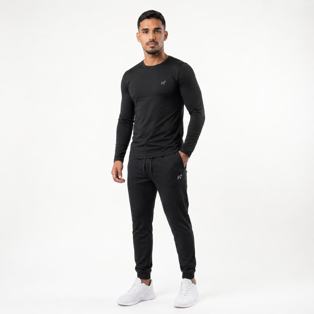 Kit Treino Masculino Camisa Térmica UV50+ e Calça Jogger Dry Fit Tactel Com Elastano