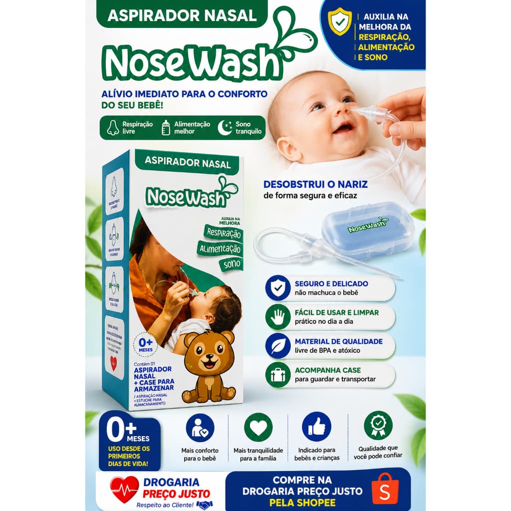 Aspirador Sugador Nasal Infantil Nosewash Com Estojo