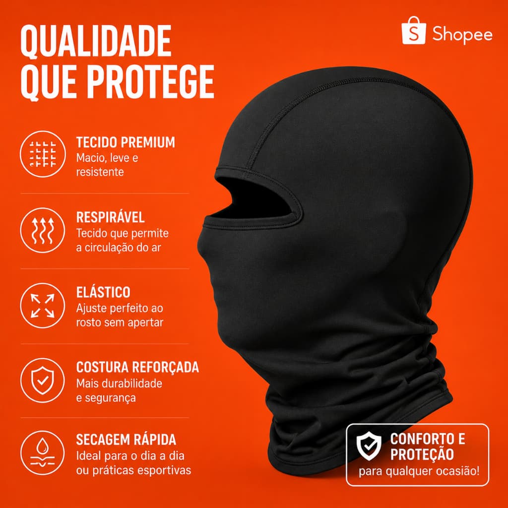 Promoção 2 Balaclavas Touca Ninja Preta Proteção UV Moto, Bike, Pesca, Uso Tático, Paintball airsof