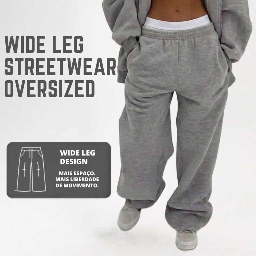 Calça Baggy Moletom Cargo Masculina Unissex Lisa Flanelada Casual Algodão