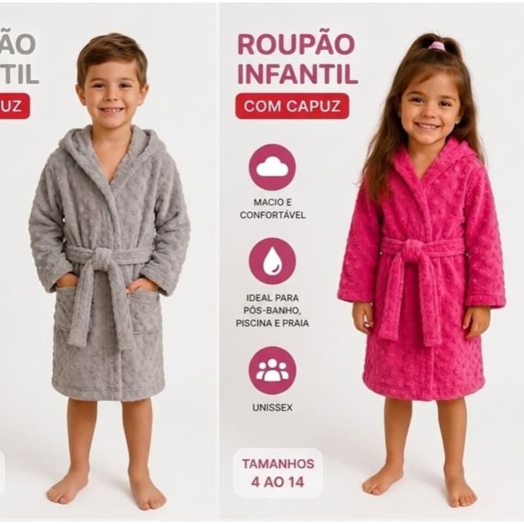 Roupão Infantil em Manta Soft