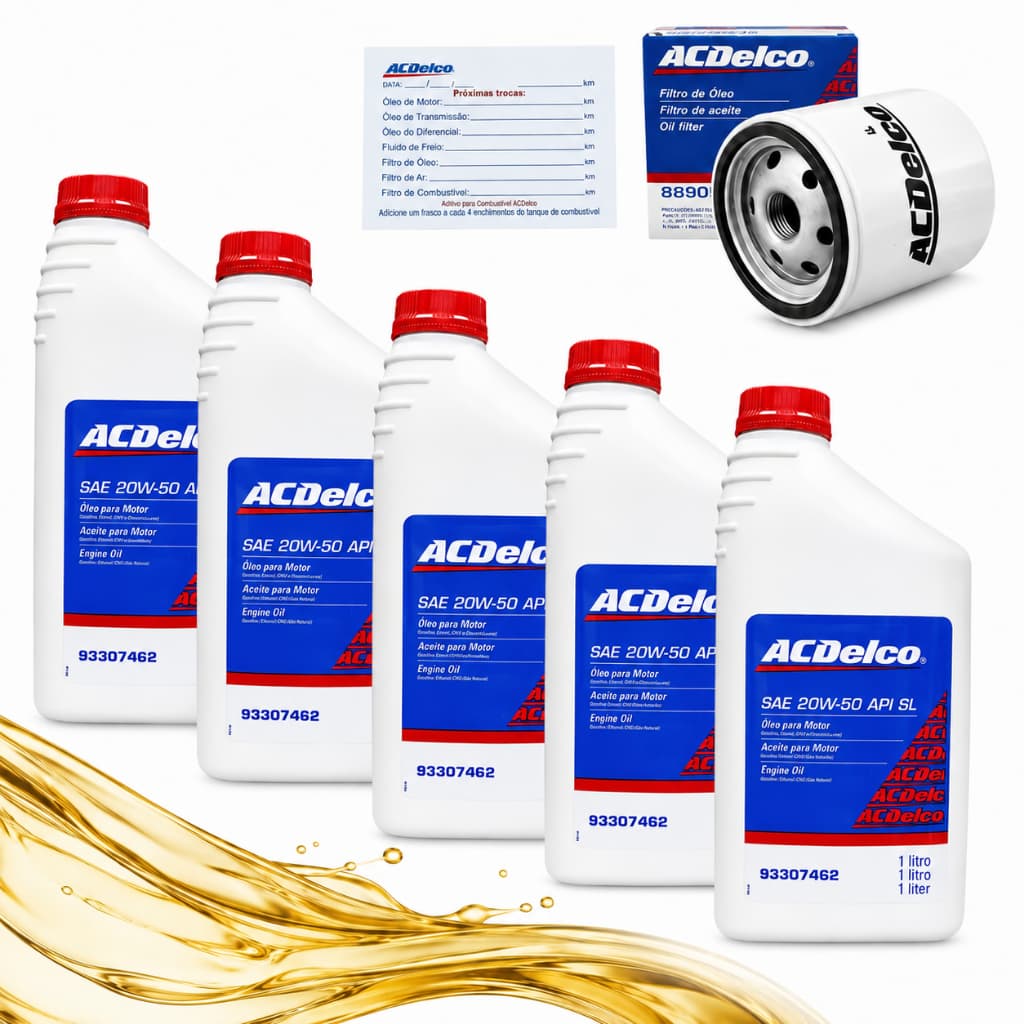Kit 5 Litros de Óleo Acdelco 20w50 Mineral + Filtro de Óleo Acdelco Chevrolet GM Astra Vectra Zafira Kadett Monza Omega