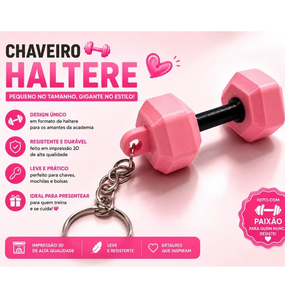 Chaveiro Halter 3D Academia kit