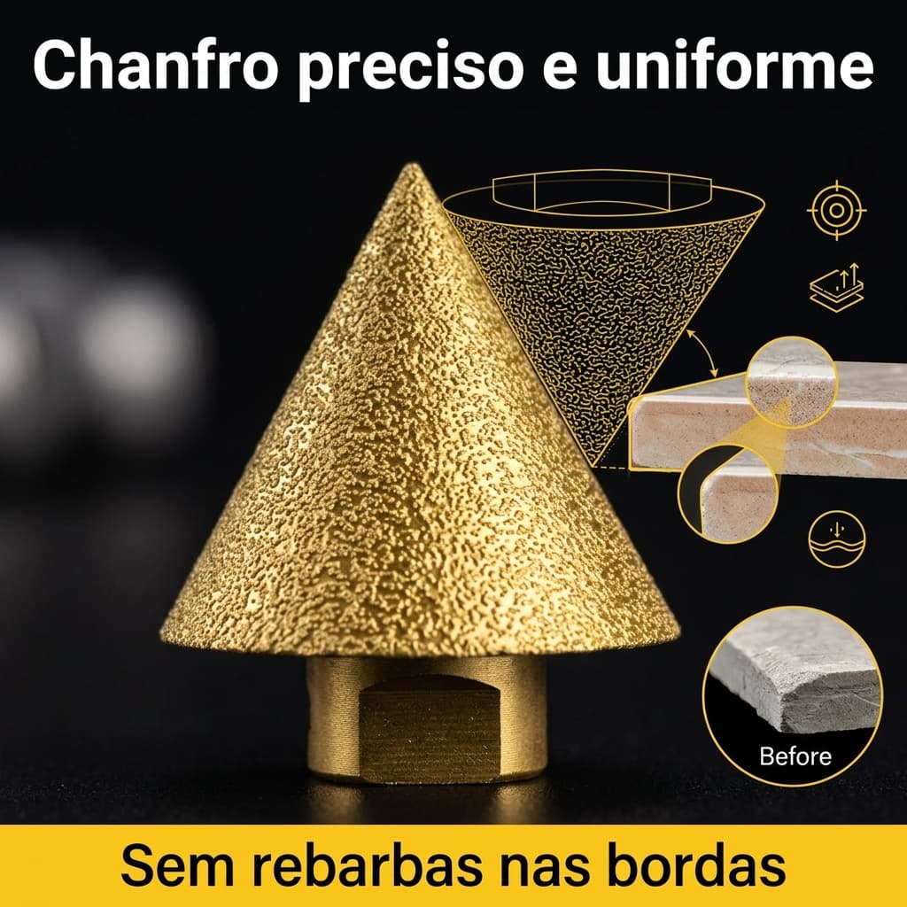 M14 Rosca Diamante Chanfro Bit Telha Cabeça 50mm De Moagem Chanfradura Broca Cone