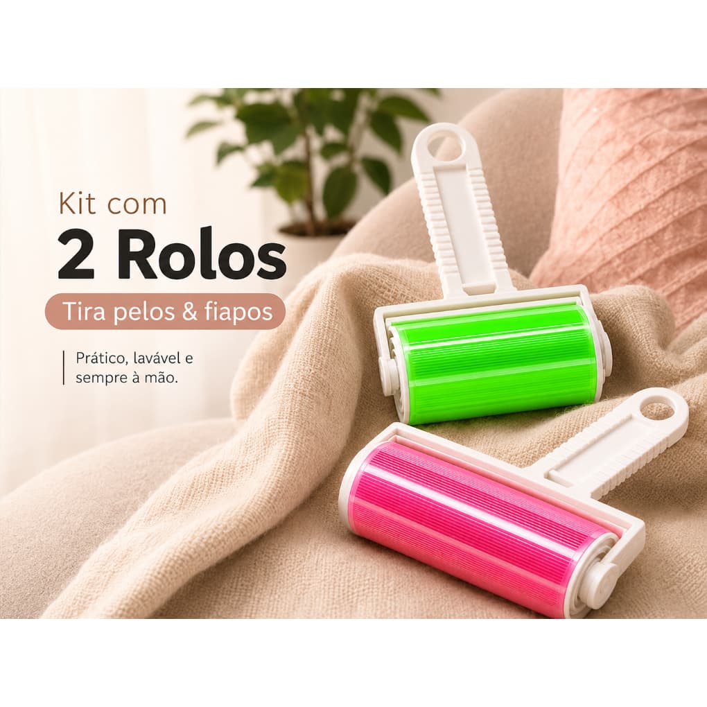 Rolo Tira pelos poeira fiapos de Roupas Sofá Cama e estofados Reutilizável Lavável kit c/2