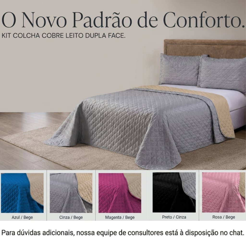 Cobre Leito Colcha Casal Queen e solteiro Dupla Face 3 Peças e 2 Peças com porta travesseiro-CB