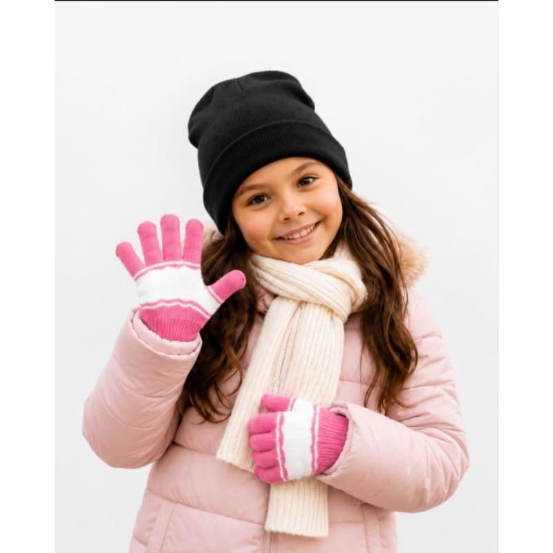 Kit Touca e Luva Infantil Inverno Quentinho e Confortável para Meninos e Meninas