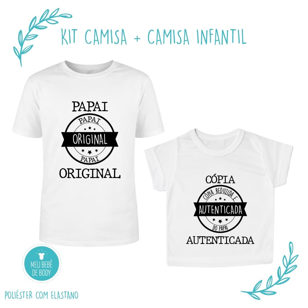 Kit Camisa Pai e Filho | Camisa Adulto + Camiseta Infantil | Dia dos Pais | Presente Personalizado | Diversos Modelos