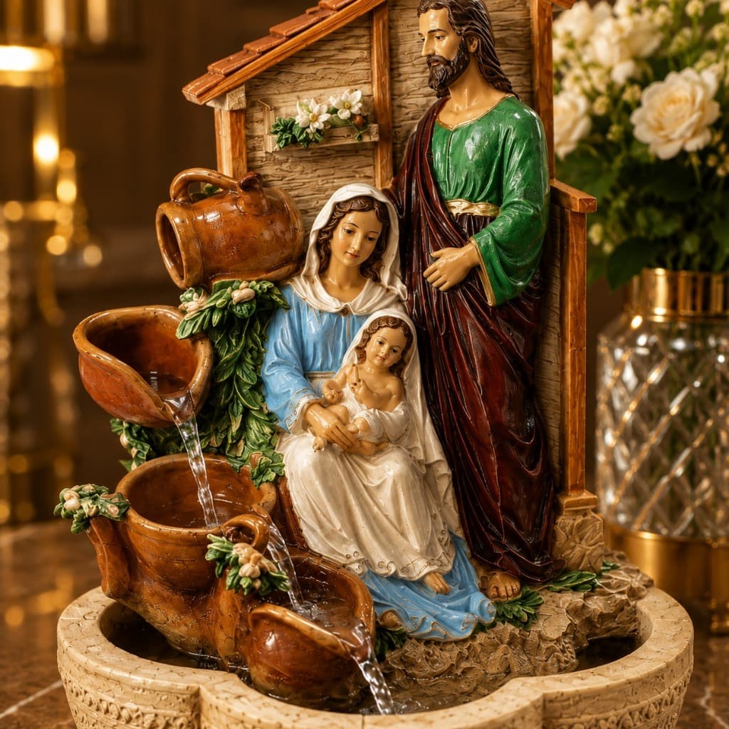 Cascata Agua Fonte Família Menino Jesus FEITO EM RESINA