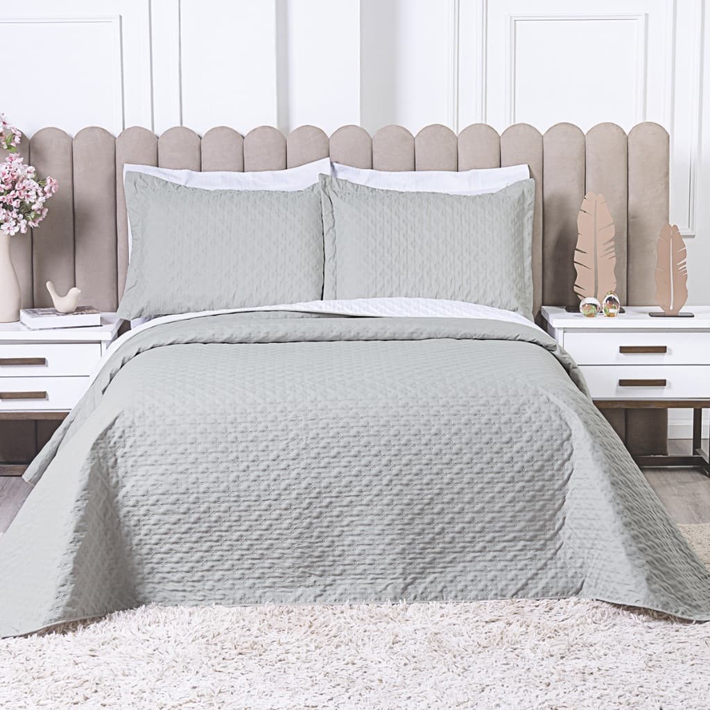 Kit Cobre Leito Percal 200 Fios Colcha Cama Solteiro Casal Queen 2 e 3 Peças Matelado Ultrassônico