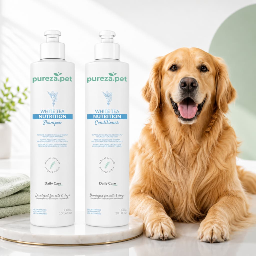 Kit Shampoo e Condicionador para Cães e Gatos | Nutrição | Hidratação | Brilho | Pelagem Macia