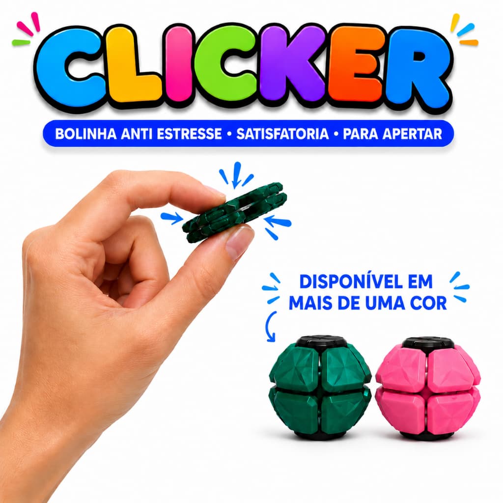 Brinquedo Sensorial Clicker Anti Estresse Estimulador Desenvolvimento Infantil Bolinha Satisfatória para Apertar