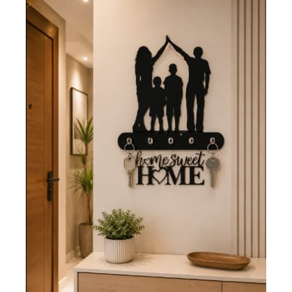 Porta Chaves de Parede MDF Decorativo Home Sweet Home familia | Organizador de Chaves Hall de Entrada fácil instalação