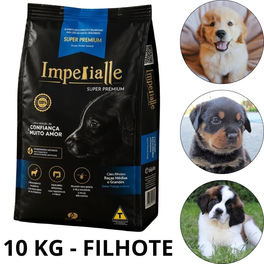 Ração Imperialle Super Premium para Filhotes Raças Médias e Grandes 10kg Frango e Arroz