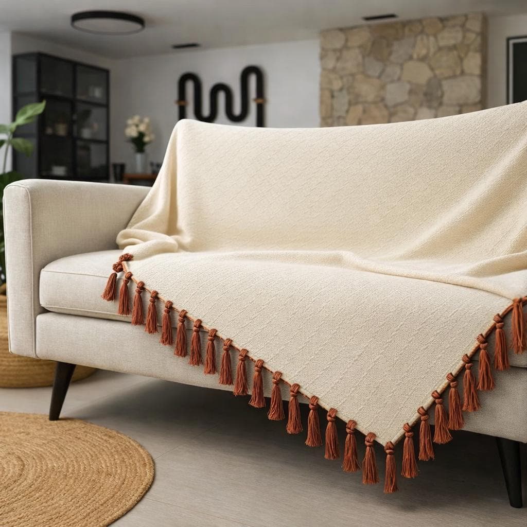 Manta Decorativa Com Franja Para Sofa Sala Cama 160x160cm Texana