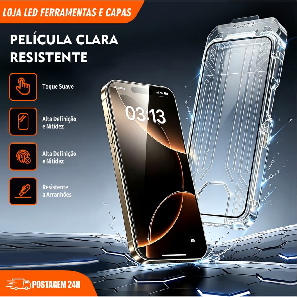 Película 3D / 9H de Vidro Para iPhone 17 16 15 14 13 12 11 Pro Max Cobertura Completa Anti-risco