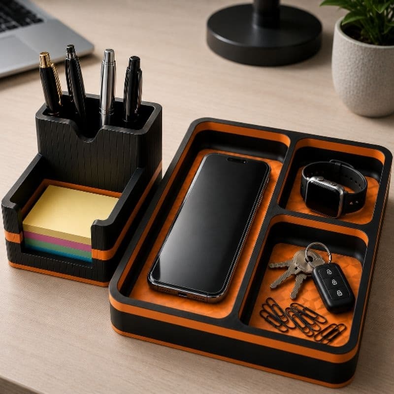 Kit Organizador de Mesa Office Premium Porta Canetas Bandeja Organizadora