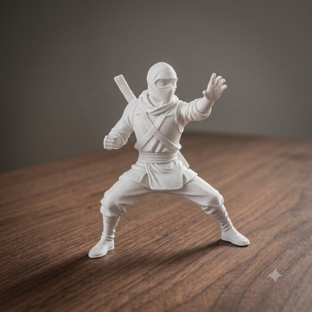 Estatueta Ninja da Sombra Escultura Decorativa de Mesa em Posição de Ação
