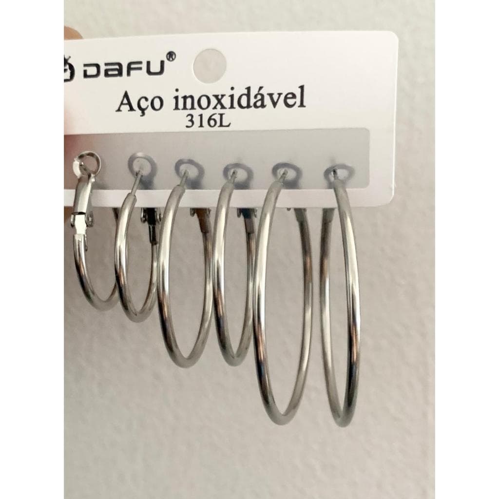 Brinco Trio De Argolas- Aço Inoxidável - Dafu