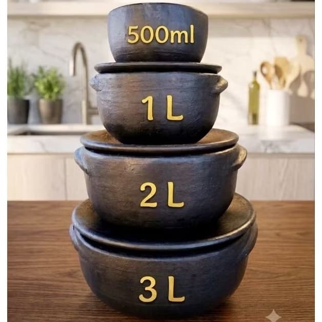Panela de Barro Capixaba- Conjunto C/ 4 peças -500ml-1/2/3 litros
