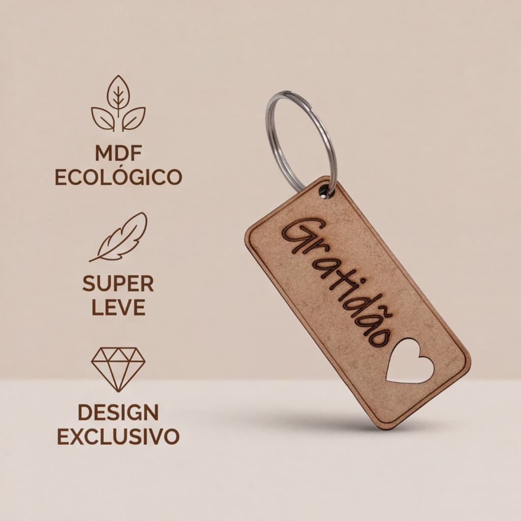 Chaveiro Gratidão MDF 100 unidades