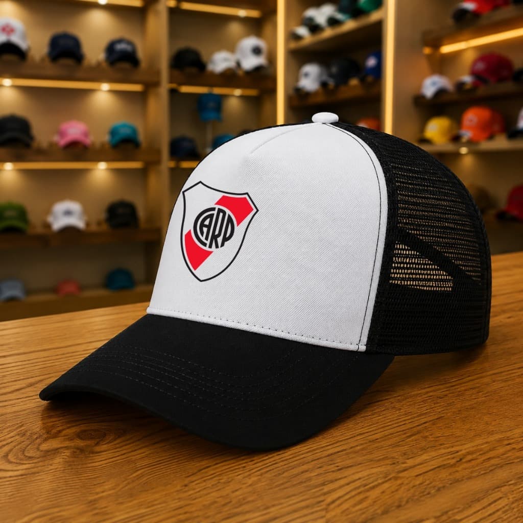 Boné Trucker Telinha Masculino Estampado Esportes Futebol Logo Escudo Time River Plate Colorido Chapéu Ajustável Casual