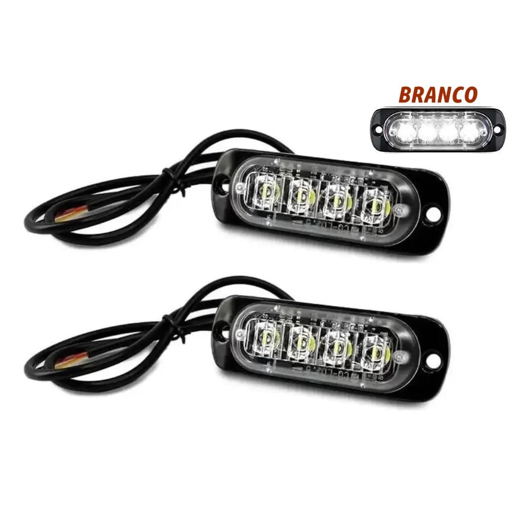Strobo Led Farol Multifunção Cyber 4 Leds +16 Strobe AUTOVEX Ip 65 12v  24V LARANJA OU BRANCO