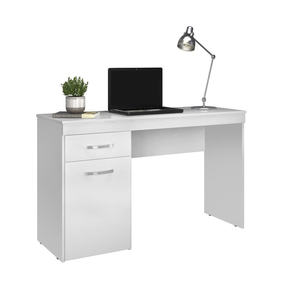 Mesa Escrivaninha Vitoria para Escritório Home Office Computador 01 Porta 01 Gaveta Compacta Branco Demóbile