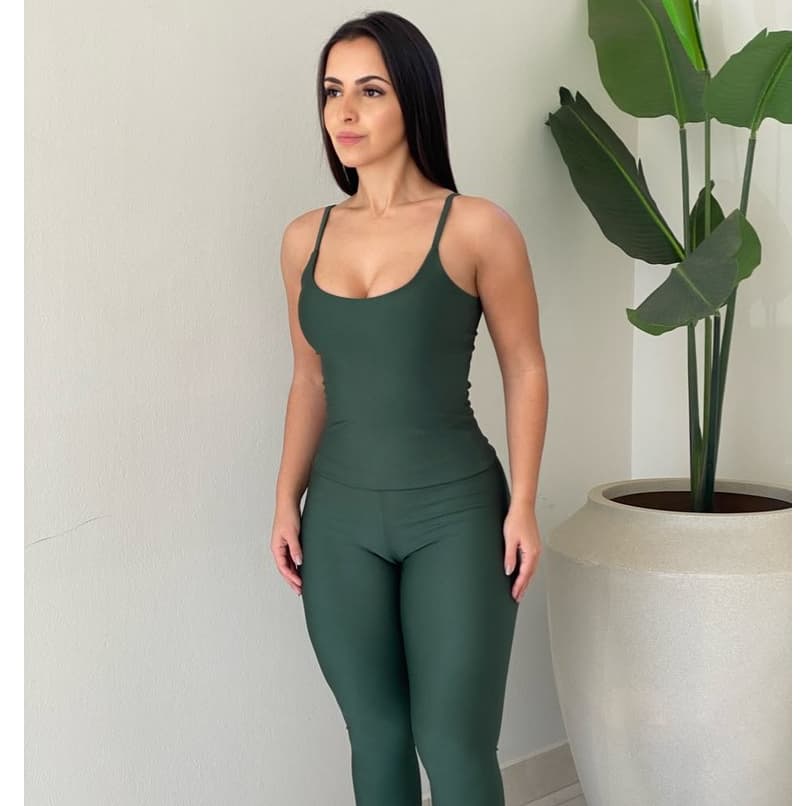 Conjunto Fitness Feminino EVOB Pulse Verde Militar Tam. M