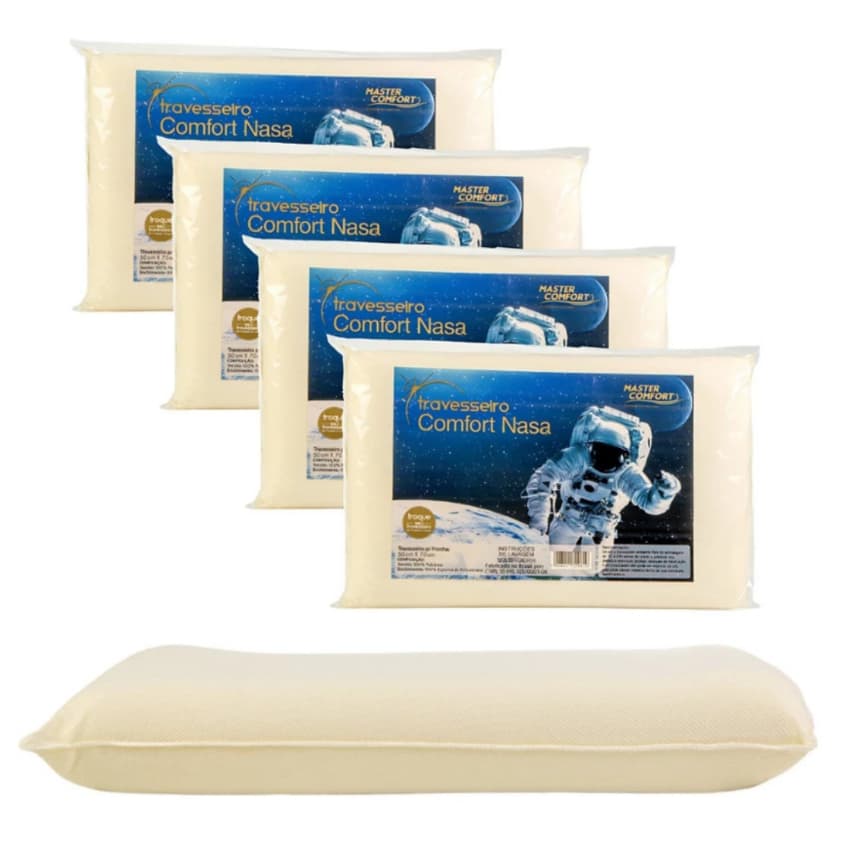 KIT TRAVESSEIROS NASA COMFORT VISCOELASTICO MACIO ANTIALERGICO 10cm Alt COMFORTAVEL