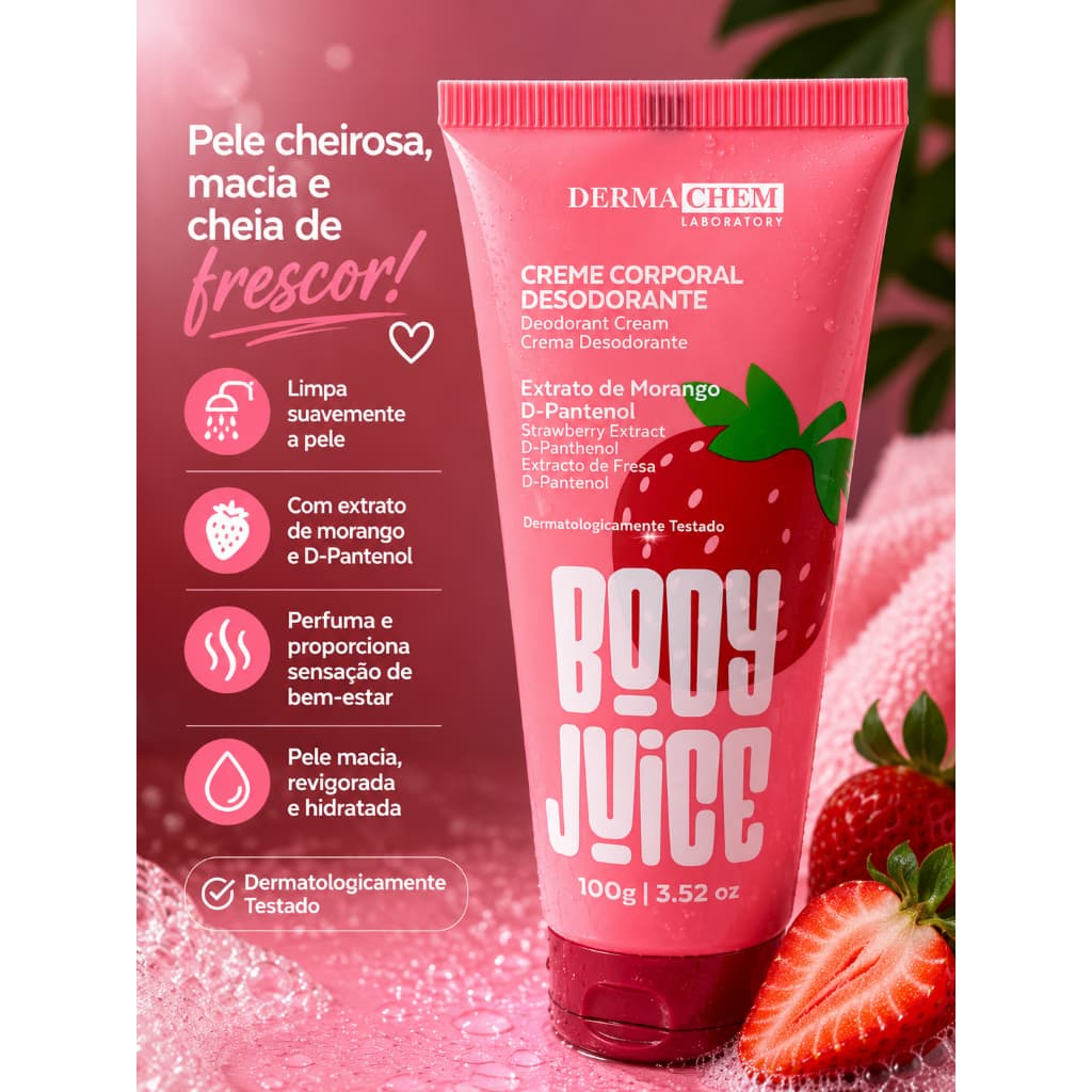 Creme Corporal Desodorante Maracujá Hidratante Vitamina E Body Juice Dermachem 100g