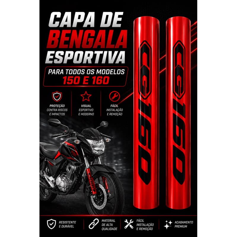 Capa de Bengala Esportiva Moto NÃO É ADESIVO – Proteção + Estilo Titan Fan Start 125 150 160 | Vermelho Azul Preto