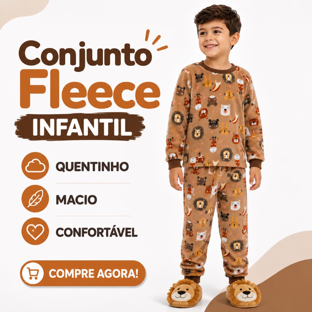 Conjunto infantil Fleece menina e menino quentinho/pijama
