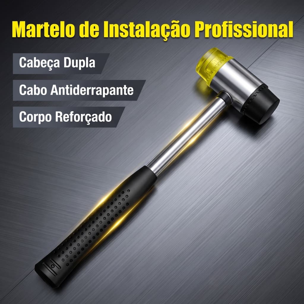 Martelo Pequeno Dupla Face Borracha Dourada 25cm Ferramenta de Costura Artesanal