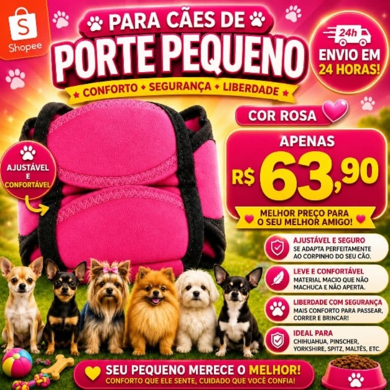 Protetor Auricular para Cães Porte Pequeno Tamanho S Ajustável Confortável Rosa - 🚚⚡POSTAMOS EM ATÉ 24 H