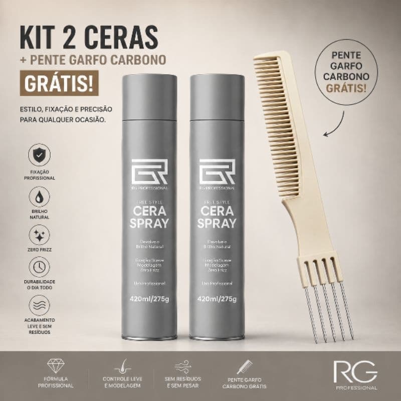 KIT 2 CERAS SPRAY RG PROFESSIONAL +PENTE GARFO  BRINDE!!