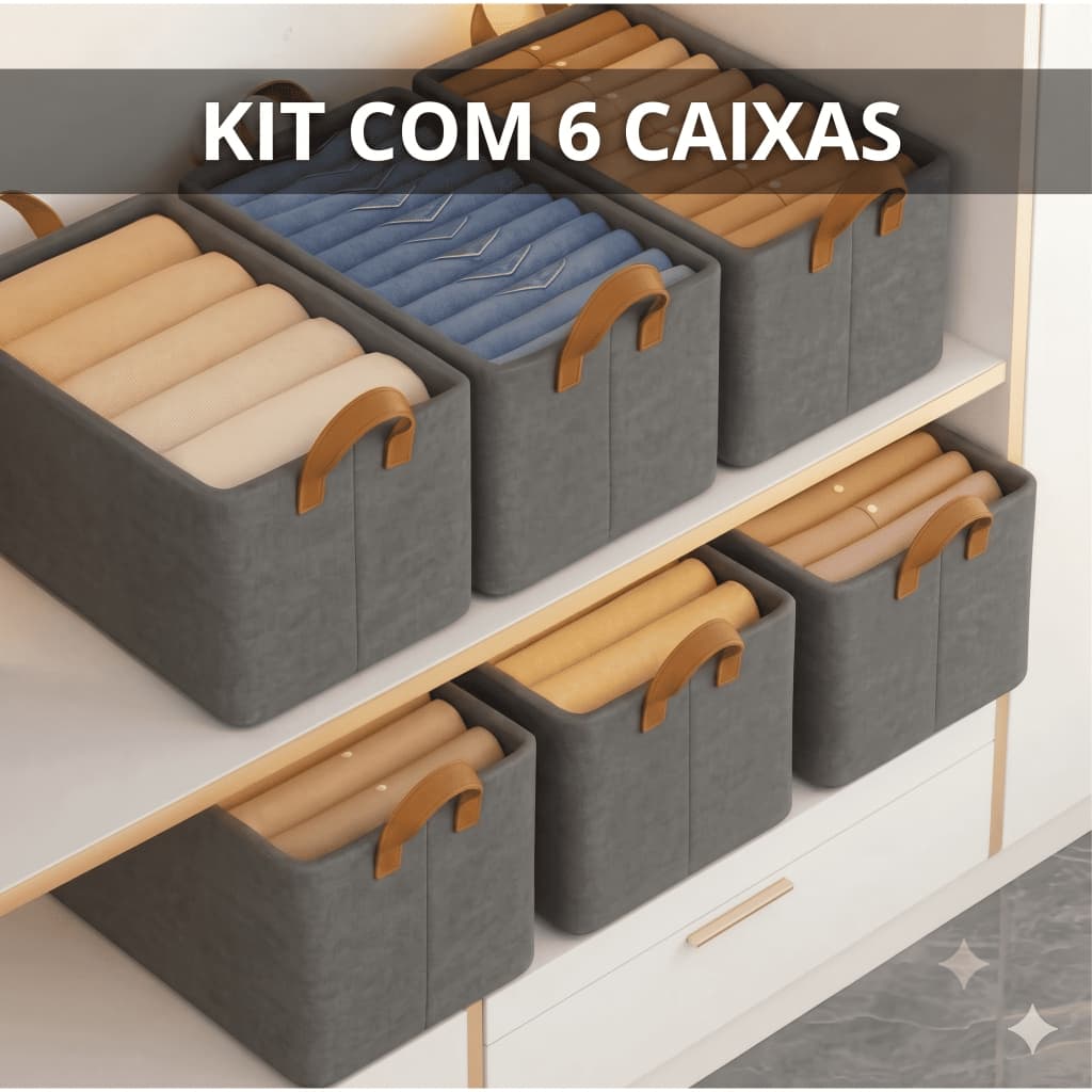 Kit 6 Caixas Organizadoras Cesto Organizador de Roupas, Íntimas e Calças Toalhas Praticidade Organizadora Caixas