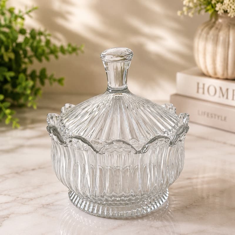 Bomboniere Potiche Baleiro com tampa Vidro Luxo decoração lembrancinha doces louça 260ml