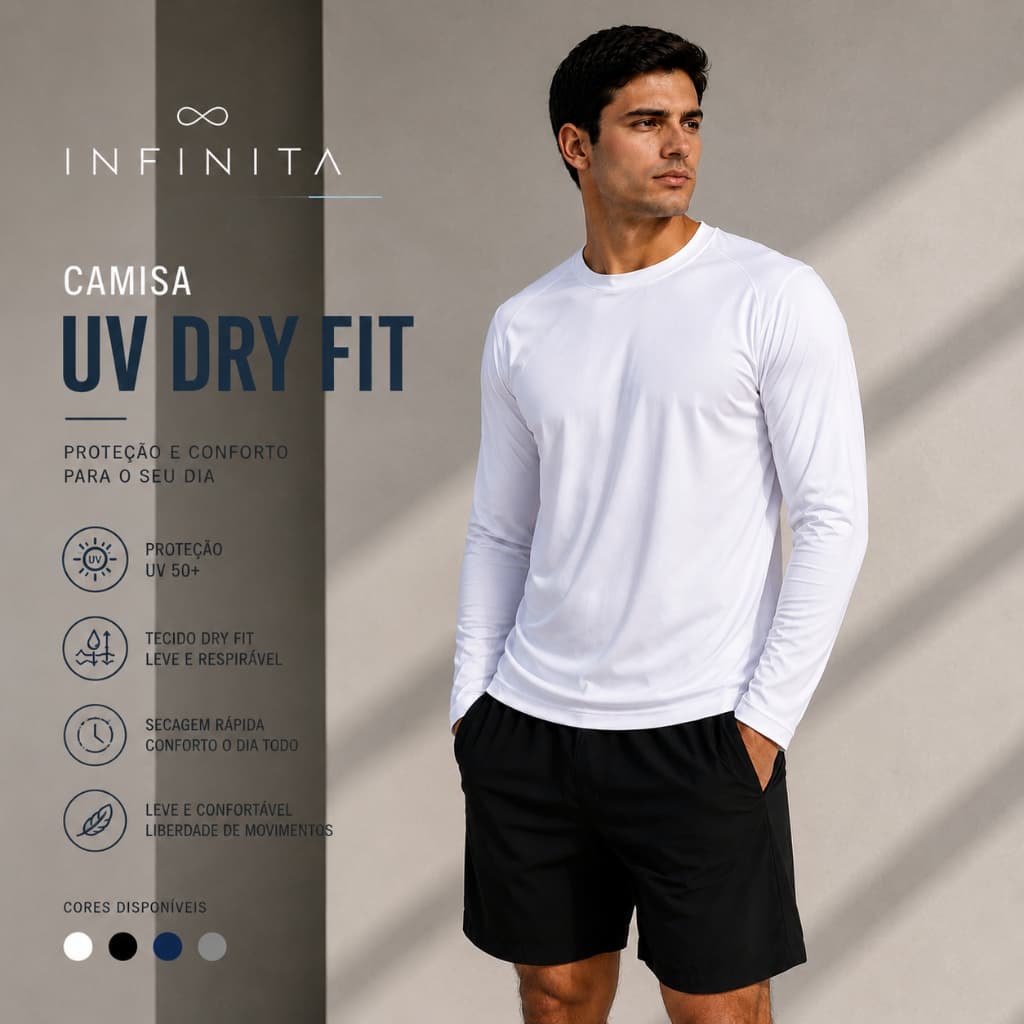 CAMISA TERMICA MANGA LONGA MASCULINA PROTEÇÃO SOLAR UV +50 FPS 50+ PRAIA - ESPORTES  TRABALHO AO SOL