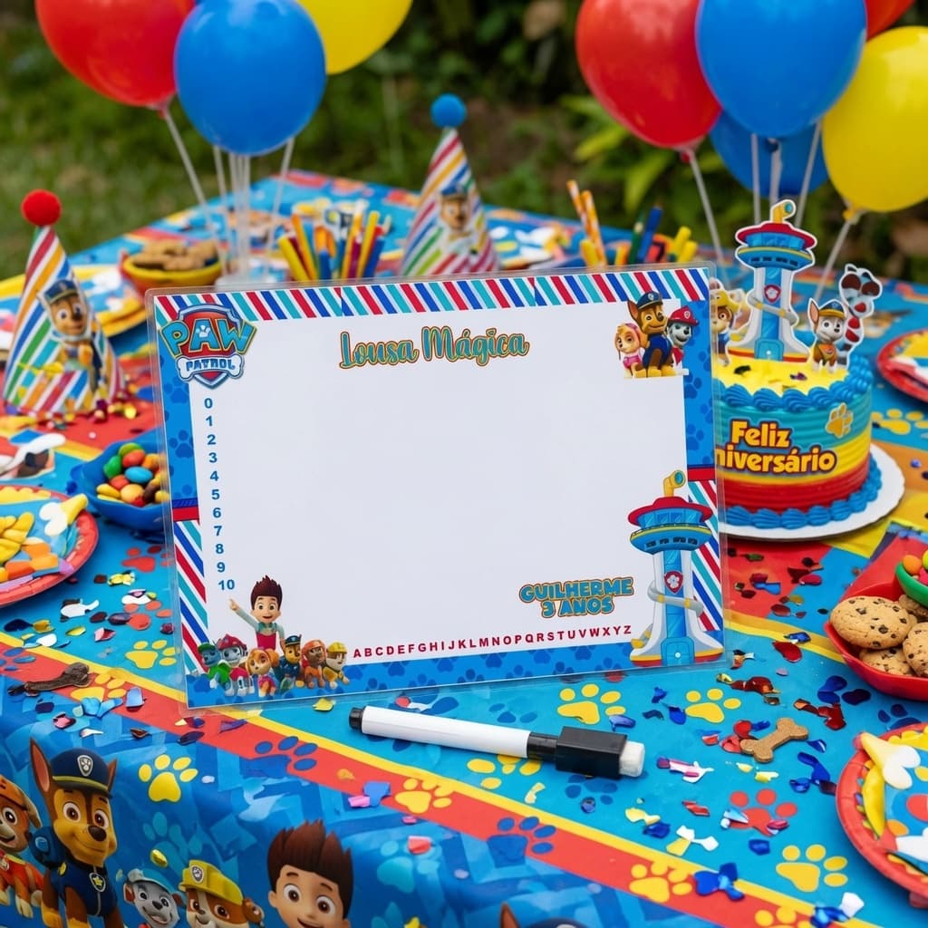 Lousa Mágica Personalizada  Lembrancinha Aniversario Infantil  PATRULHA CANINA