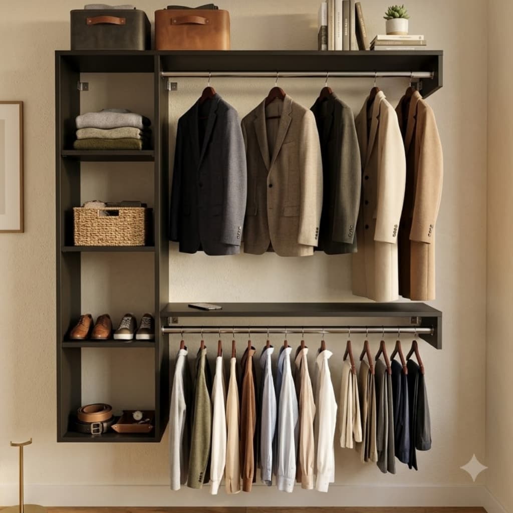 Arara Para Roupas Parede Cabideiro Closet Suspenso Casa Loja Preto