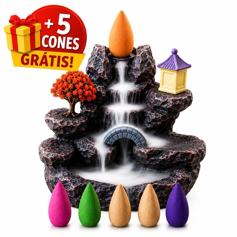 incensário Cascata fumaça Cachoeira + 5 incenso cone