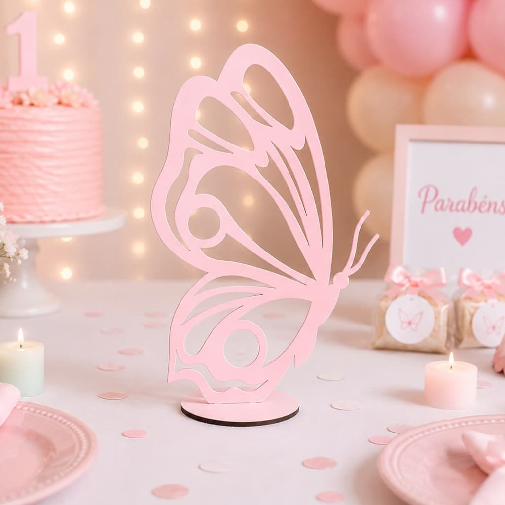 Kit Centro de Mesa Borboleta em MDF – Decoração para Festa Infantil Cha Revelação entre outros