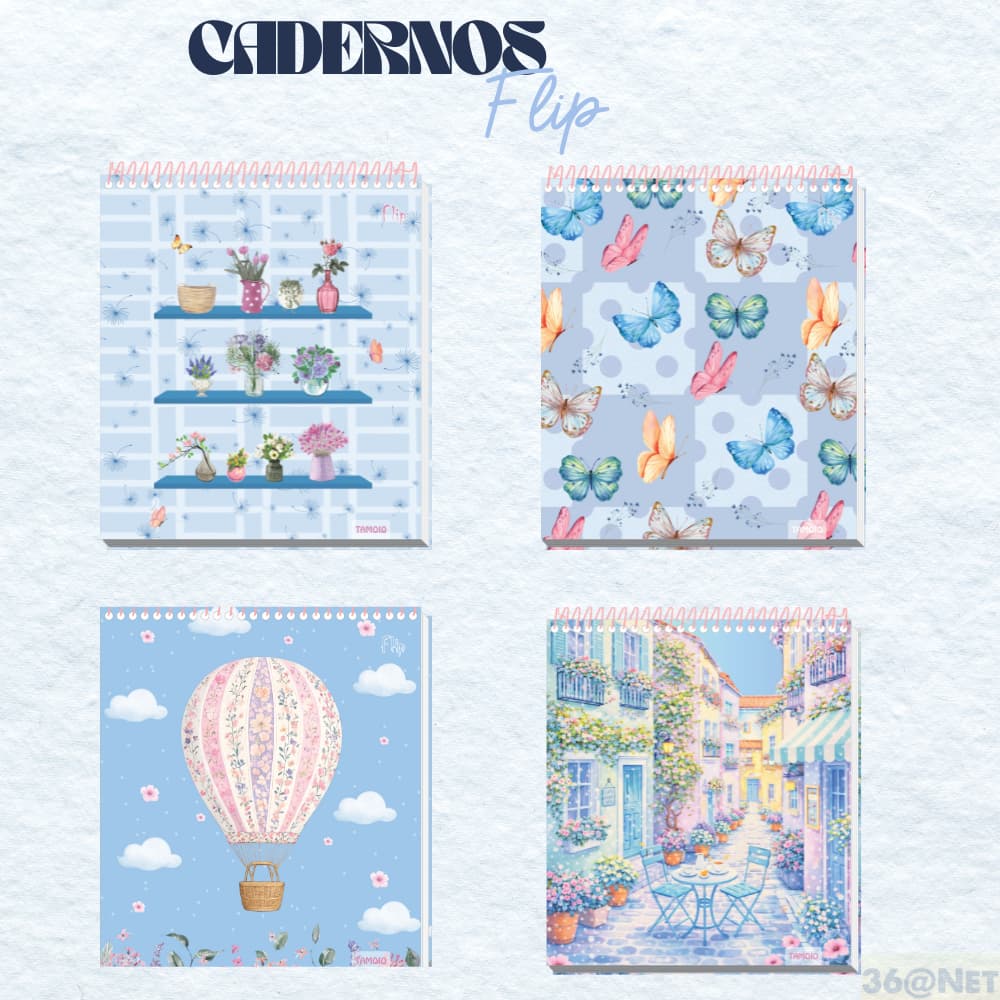 CADERNO FLIP DECORADO UNIVERSITÁRIO 10 MATÉRIAS TAMOIO