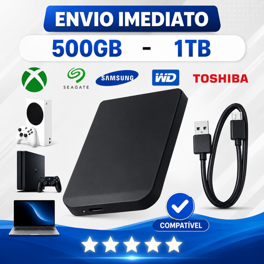 HD Externo USB 3.0 Para PC Notebook PS3 PS4 PS5 Xbox All in One Portátil Novo