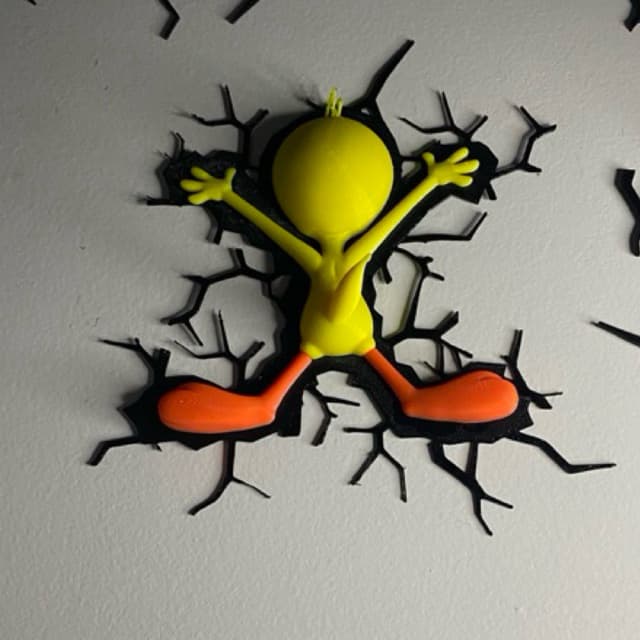 Enfeite De Parede 3D Piu-Piu Quebrando a Parede Decoração Quarto Nerd Geek